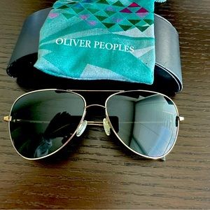 Authentic Oliver Peoples large aviators, polarized lenses,